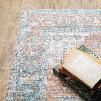 Myers Park Orange Blue Bohemian Oriental Indoor Rug