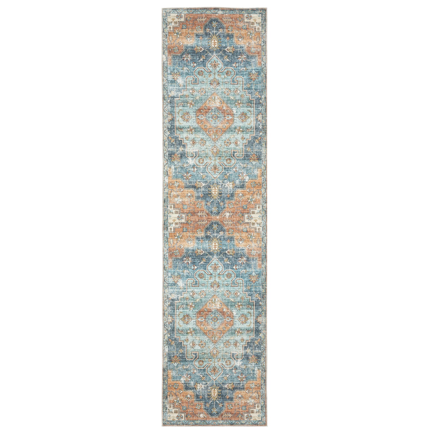 Myers Park Orange Blue Bohemian Oriental Indoor Rug