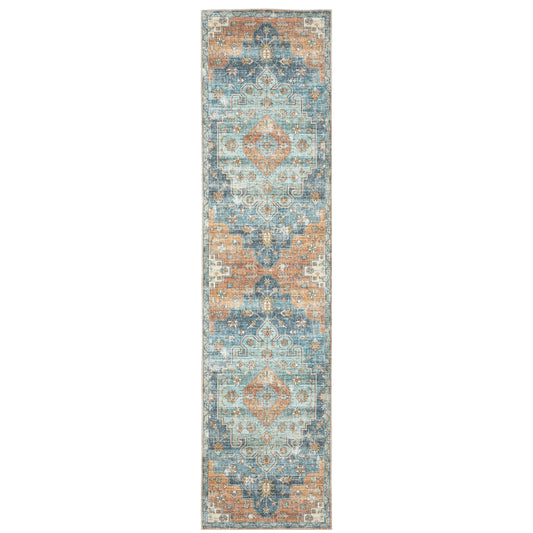 Myers Park Orange Blue Bohemian Oriental Indoor Rug