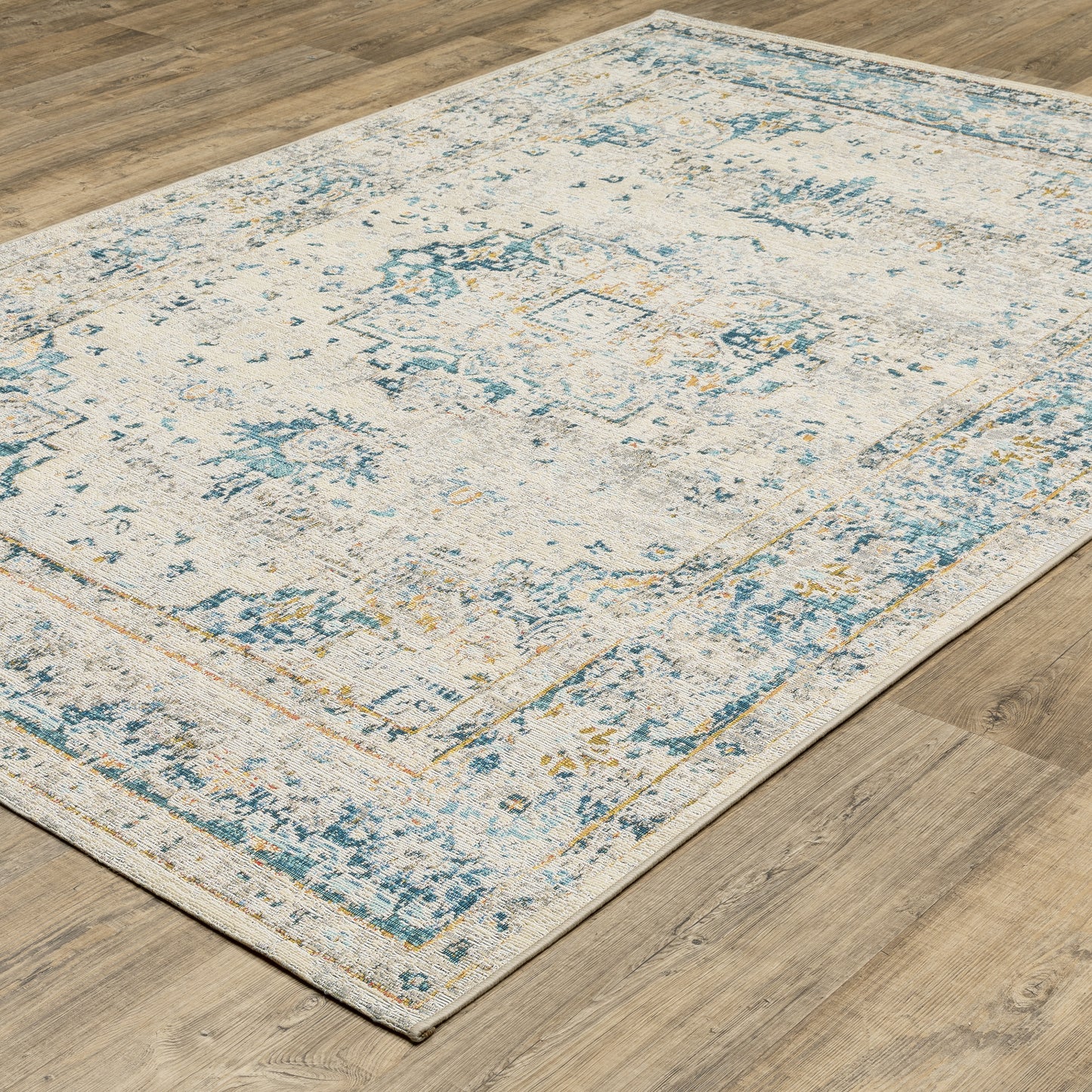 Naples Grey Teal Traditional Oriental Indoor/Outdoor Rug