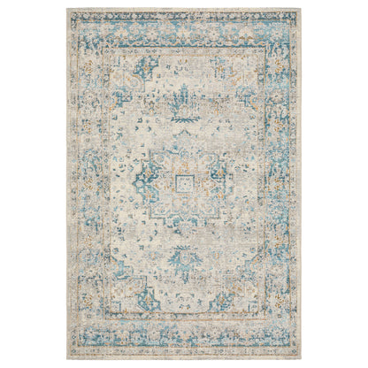 Naples Grey Teal Traditional Oriental Indoor/Outdoor Rug