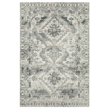 Naples Grey Ivory Traditional Oriental Indoor/Outdoor Rug