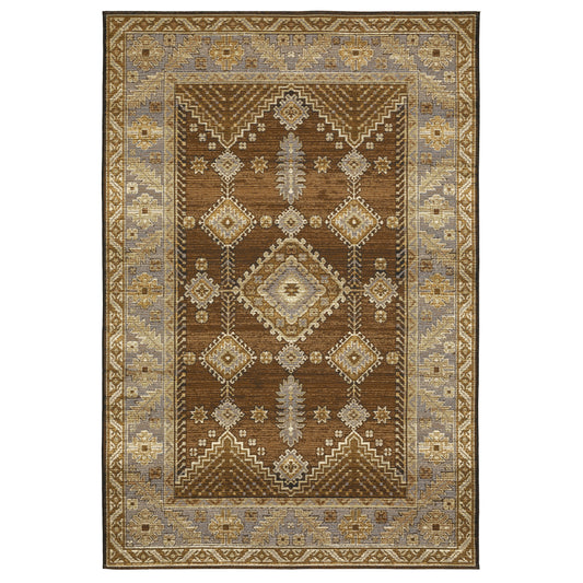 Naples Brown Grey Traditional Oriental Indoor/Outdoor Rug