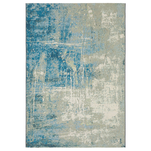 Naples Beige Blue Modern & Contemporary Abstract Indoor/Outdoor Rug