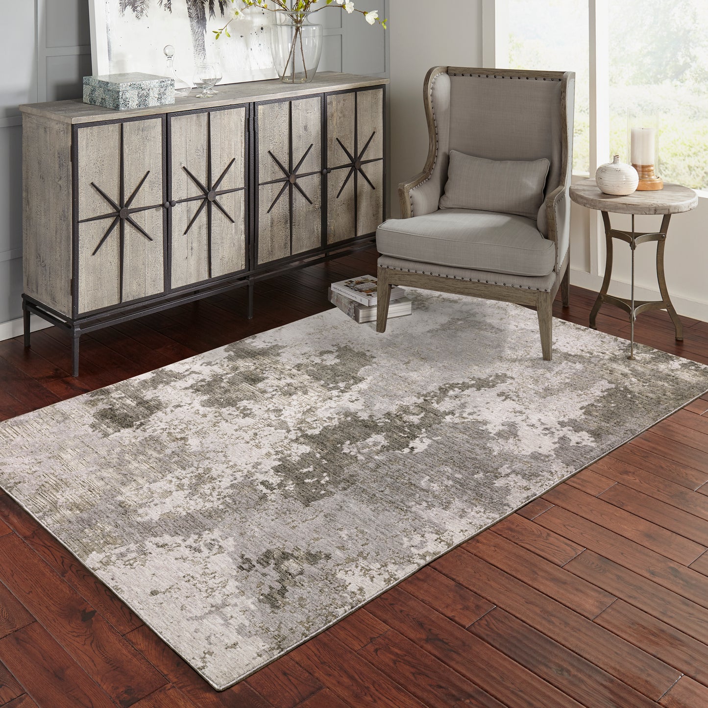 Nebulous Grey Ivory Modern & Contemporary Abstract Indoor Rug