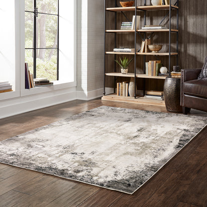 Nebulous Grey Ivory Modern & Contemporary Abstract Indoor Rug