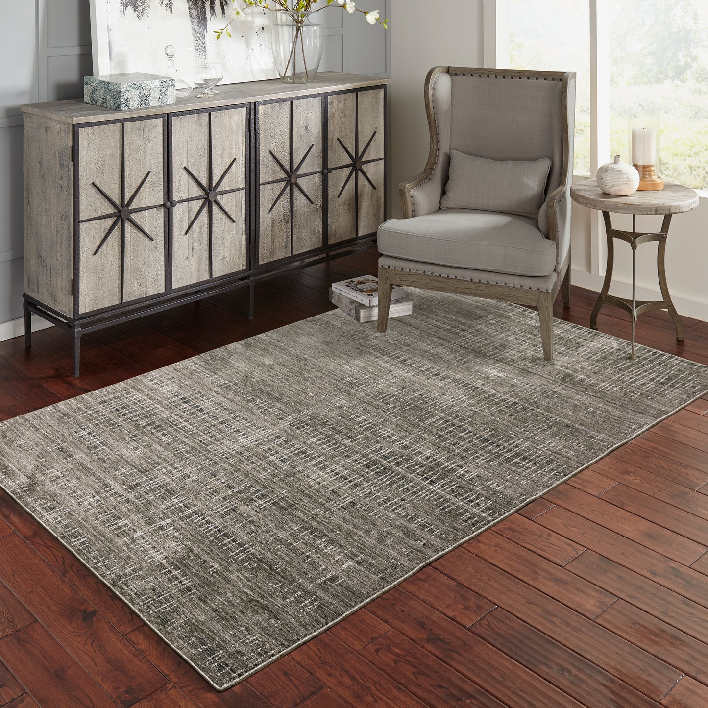 Nebulous Charcoal Grey Modern & Contemporary Geometric Indoor Rug