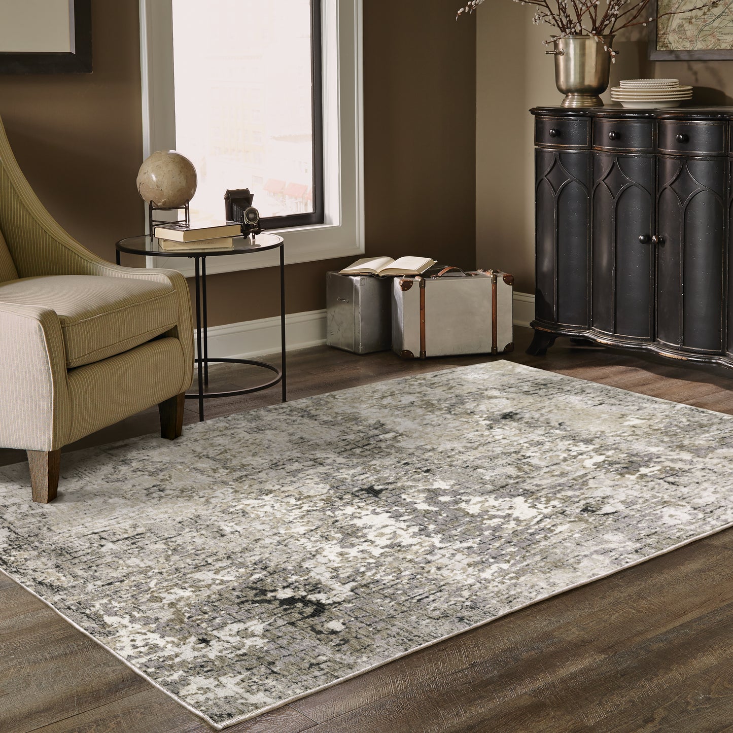 Nebulous Grey Ivory Modern & Contemporary Abstract Indoor Rug