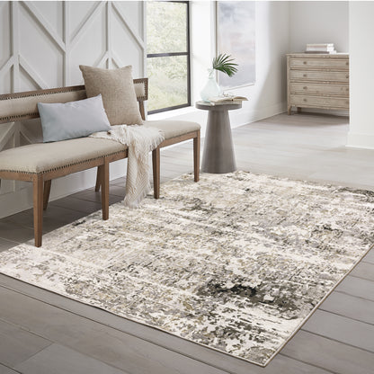 Nebulous Grey Ivory Modern & Contemporary Abstract Indoor Rug