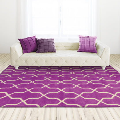 Optic Purple Ivory Transitional Geometric Indoor Rug