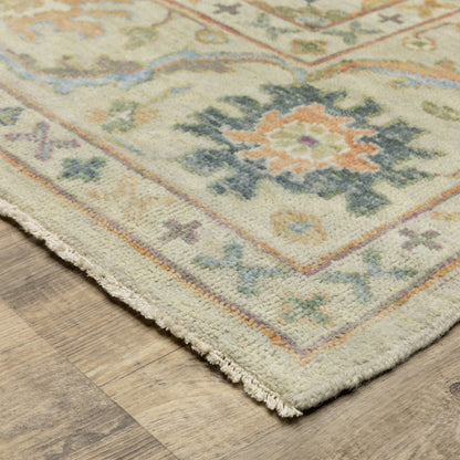 Palace Beige Green Traditional Oriental Indoor Rug