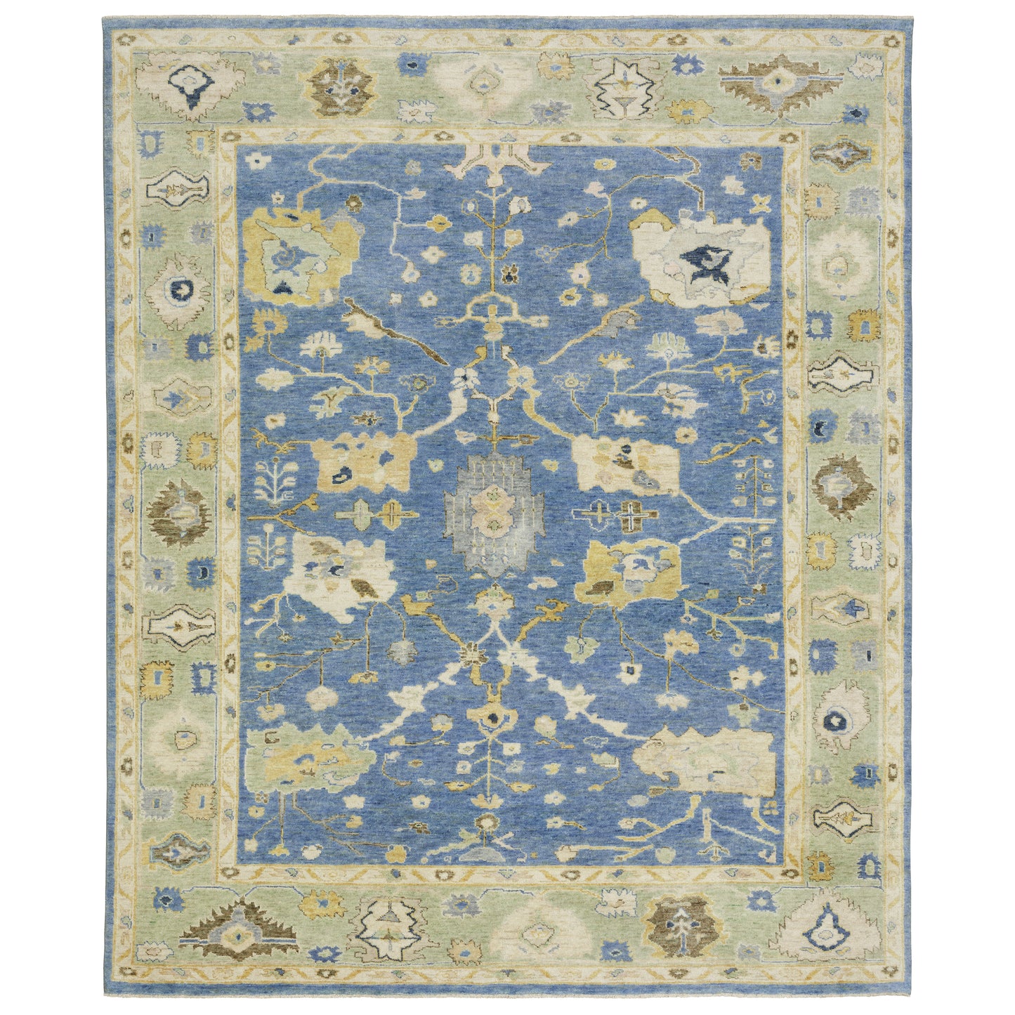 Palace Blue Green Traditional Oriental Indoor Rug