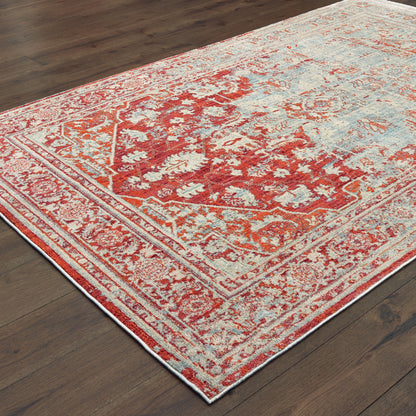 Pandora Grey Orange Traditional Oriental Indoor Rug