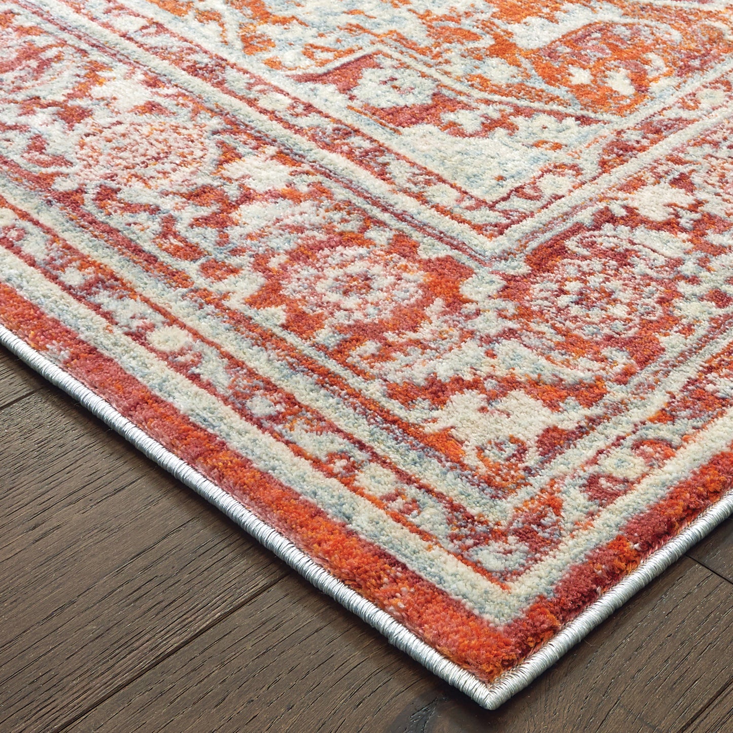 Pandora Grey Orange Traditional Oriental Indoor Rug