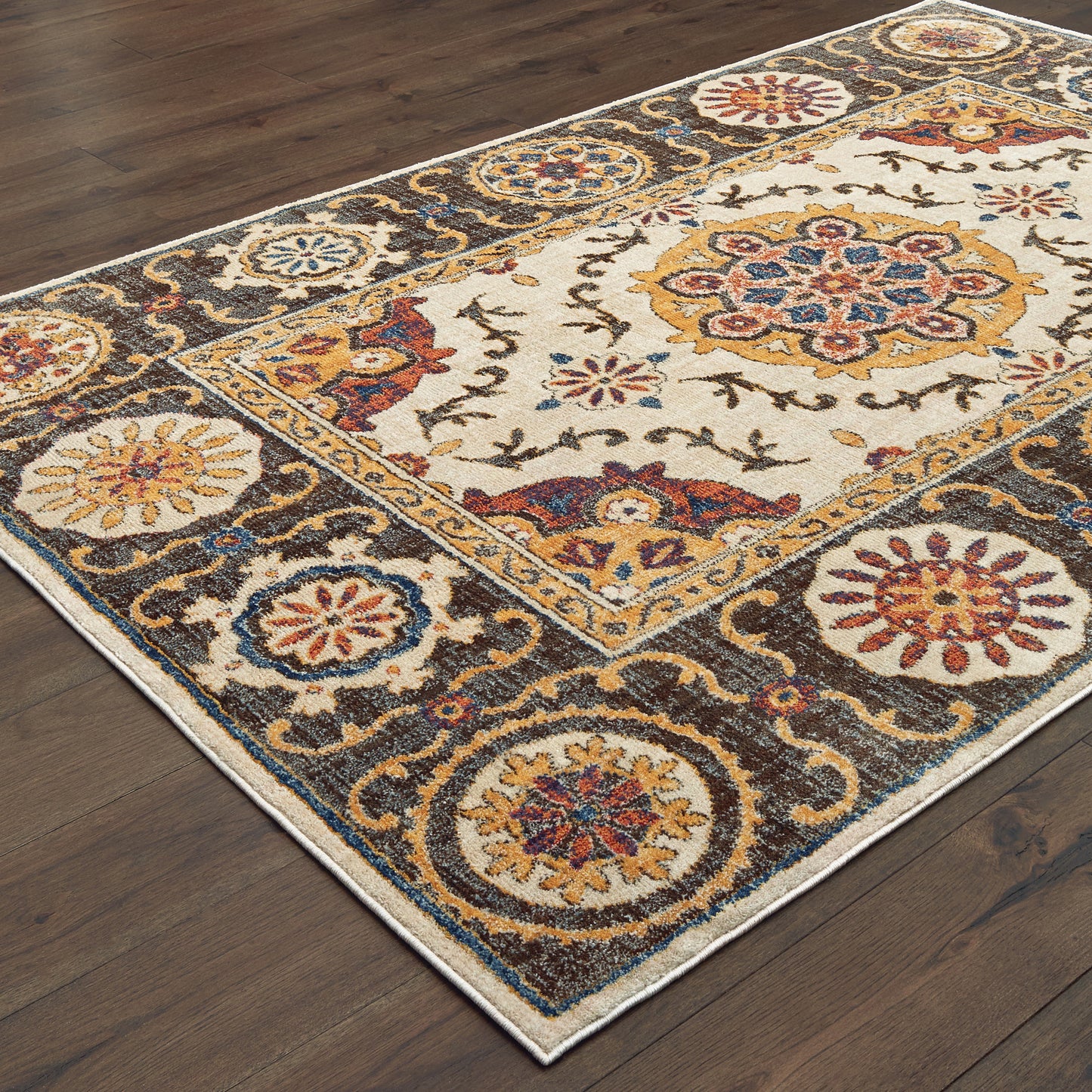 Pandora Ivory Brown Bohemian Oriental Indoor Rug