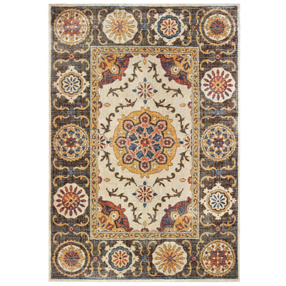 Pandora Ivory Brown Bohemian Oriental Indoor Rug