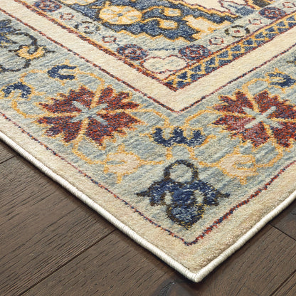 Pandora Ivory Blue Bohemian Oriental Indoor Rug