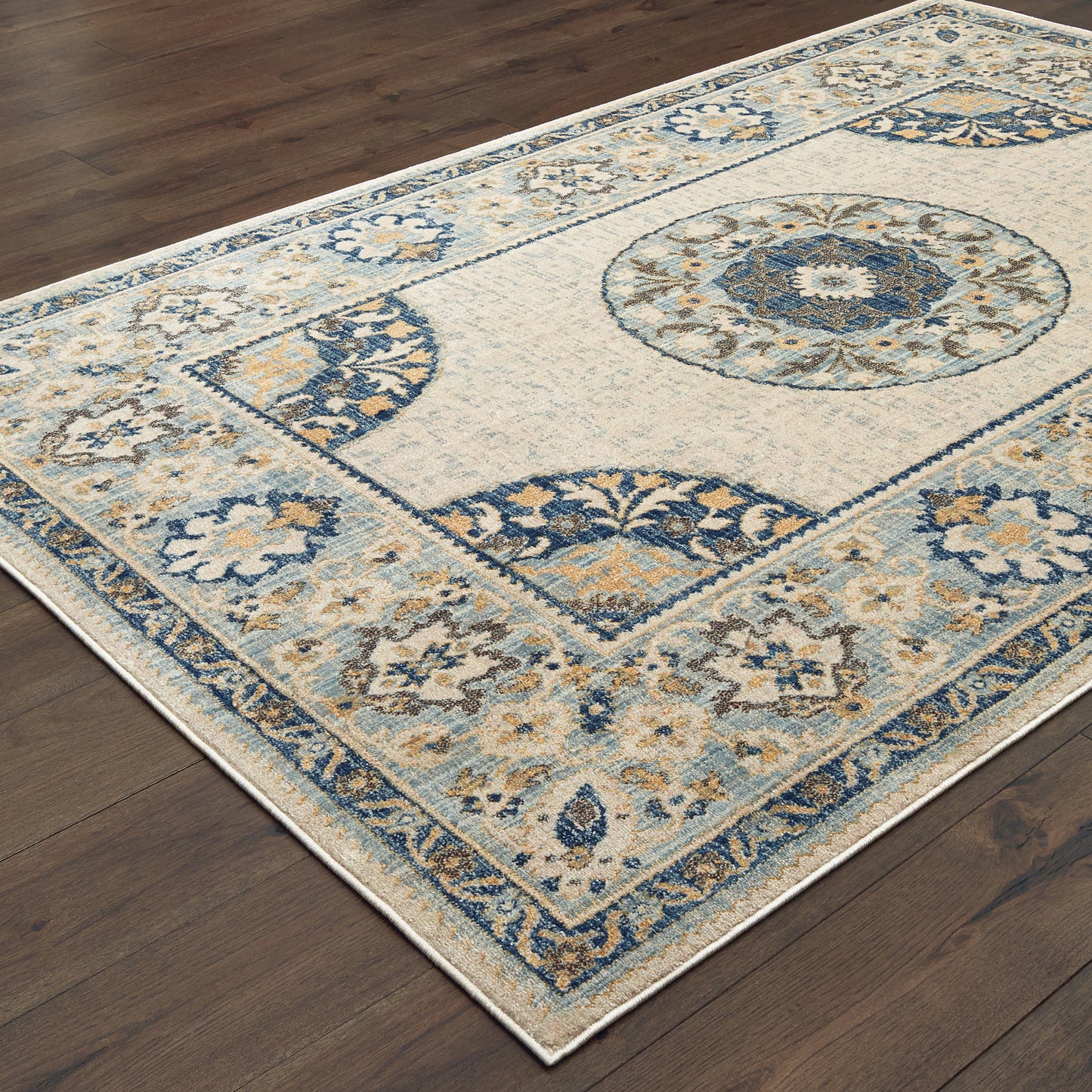 Pandora Ivory Blue Bohemian Oriental Indoor Rug