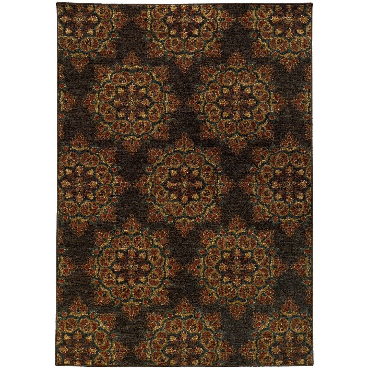 Parker Brown Blue Transitional Floral Indoor Rug