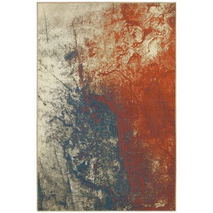 Pasha Beige Orange Modern & Contemporary Abstract Indoor Rug