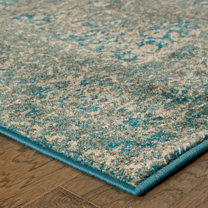 Pasha Navy Grey Traditional Distressed Indoor Rug