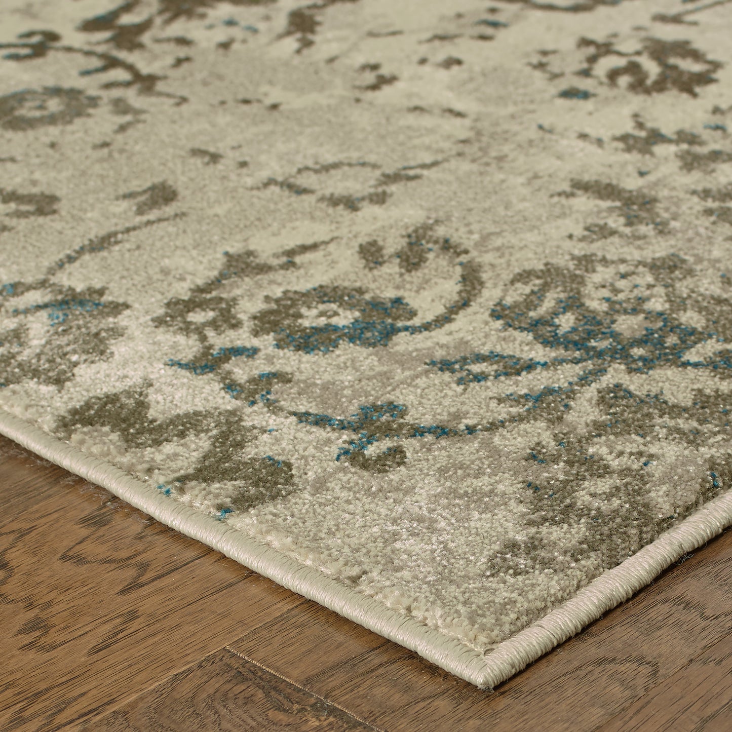 Pasha Beige Grey Farmhouse Botanical Indoor Rug