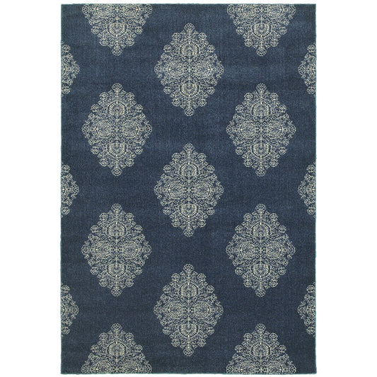 Pasha Blue Ivory Bohemian Geometric Indoor Rug