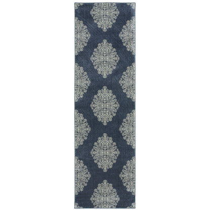 Pasha Blue Ivory Bohemian Geometric Indoor Rug