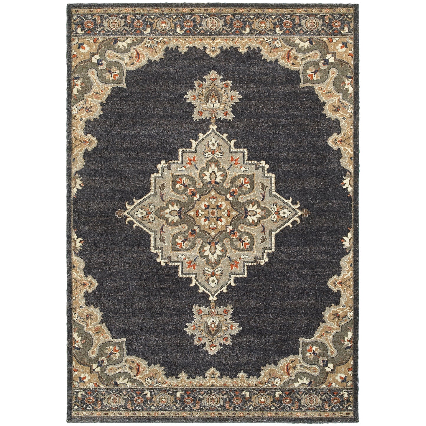 Pasha Blue Grey Traditional Oriental Indoor Rug