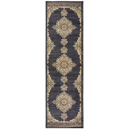 Pasha Blue Grey Traditional Oriental Indoor Rug