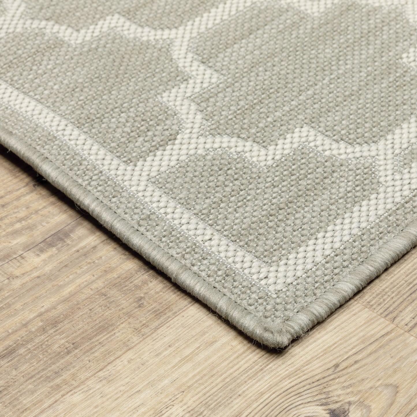 Portofino Grey Ivory Moroccan Geometric Indoor/Outdoor Rug