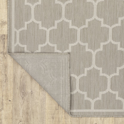 Portofino Grey Ivory Moroccan Geometric Indoor/Outdoor Rug