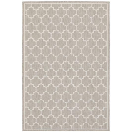 Portofino Grey Ivory Moroccan Geometric Indoor/Outdoor Rug