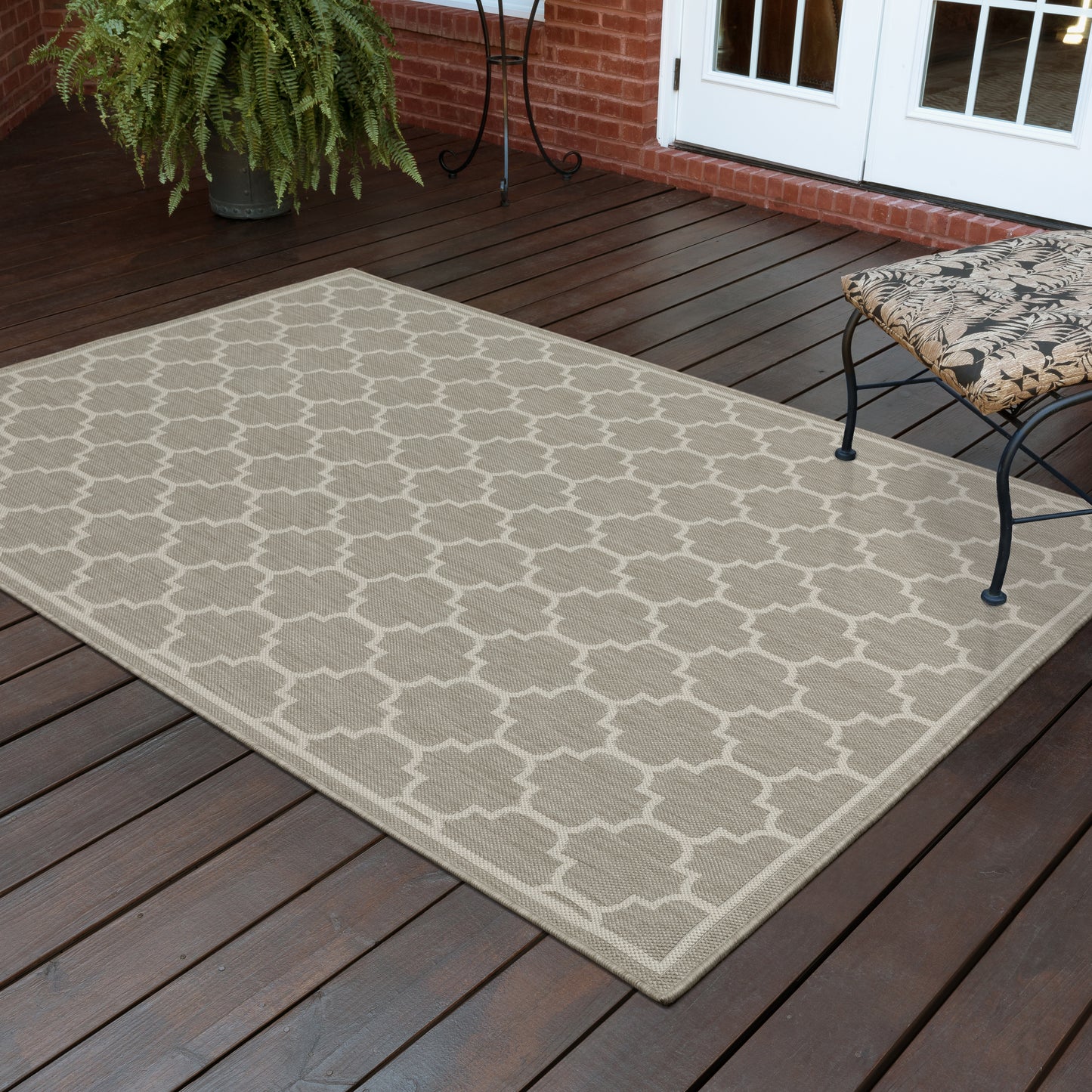 Portofino Grey Ivory Moroccan Geometric Indoor/Outdoor Rug