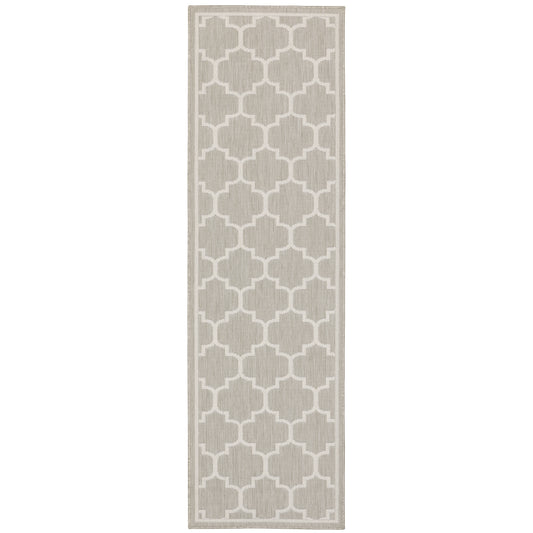 Portofino Grey Ivory Moroccan Geometric Indoor/Outdoor Rug