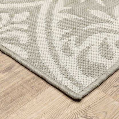 Portofino Grey Ivory Casual Floral Indoor/Outdoor Rug