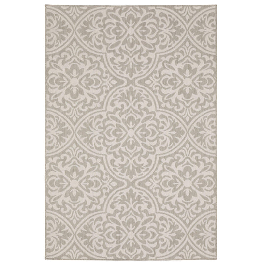 Portofino Grey Ivory Casual Floral Indoor/Outdoor Rug