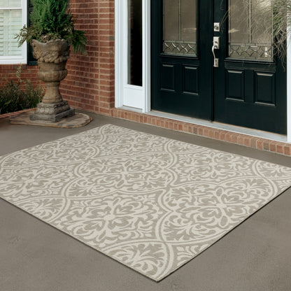 Portofino Grey Ivory Casual Floral Indoor/Outdoor Rug