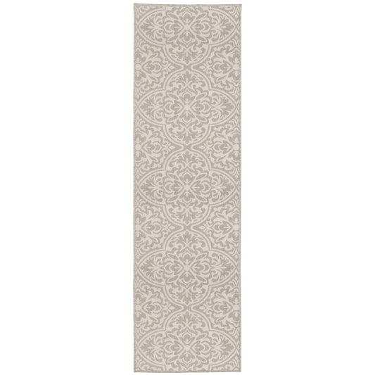 Portofino Grey Ivory Casual Floral Indoor/Outdoor Rug