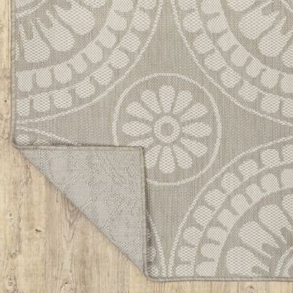 Portofino Grey Ivory Transitional Geometric Indoor/Outdoor Rug