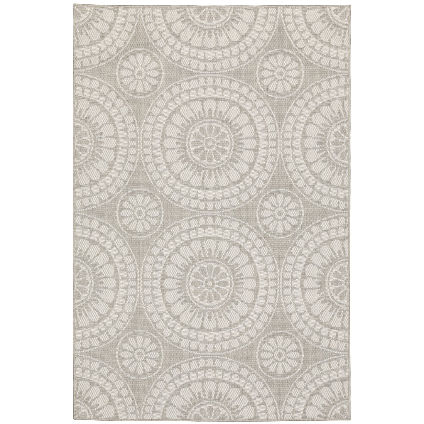 Portofino Grey Ivory Transitional Geometric Indoor/Outdoor Rug