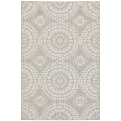 Portofino Grey Ivory Transitional Geometric Indoor/Outdoor Rug