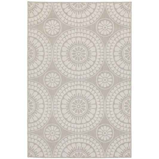 Portofino Grey Ivory Transitional Geometric Indoor/Outdoor Rug