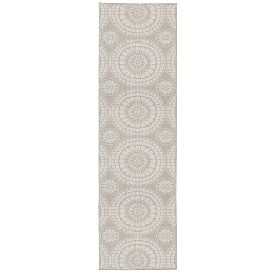 Portofino Grey Ivory Transitional Geometric Indoor/Outdoor Rug