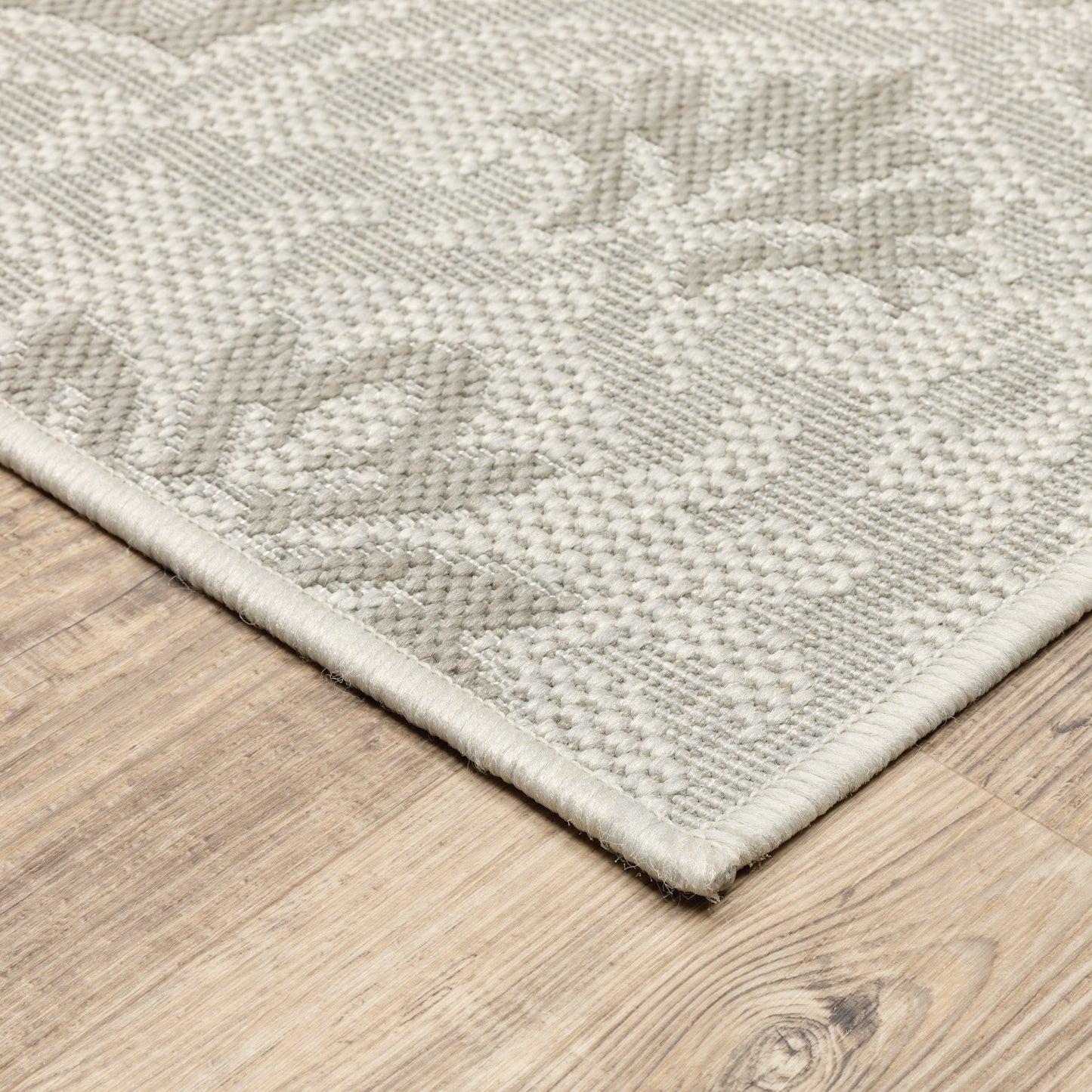 Portofino Ivory Grey Moroccan Floral Indoor/Outdoor Rug