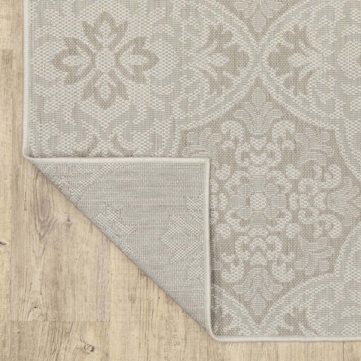 Portofino Ivory Grey Moroccan Floral Indoor/Outdoor Rug