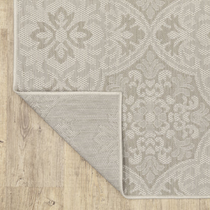 Portofino Ivory Grey Moroccan Floral Indoor/Outdoor Rug