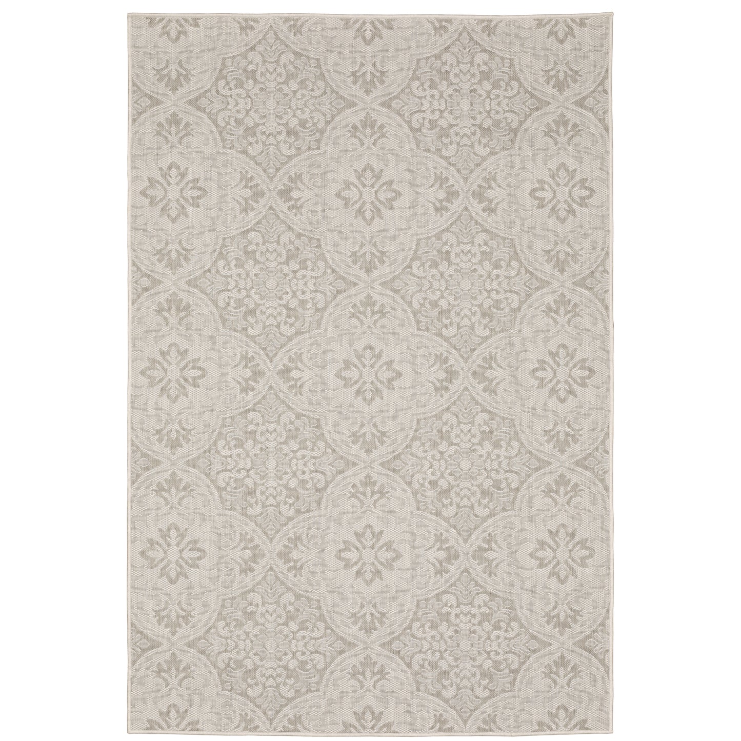 Portofino Ivory Grey Moroccan Floral Indoor/Outdoor Rug