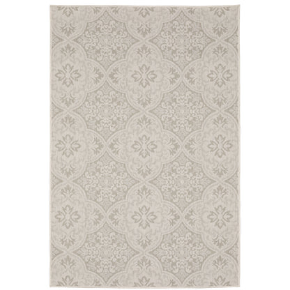 Portofino Ivory Grey Moroccan Floral Indoor/Outdoor Rug