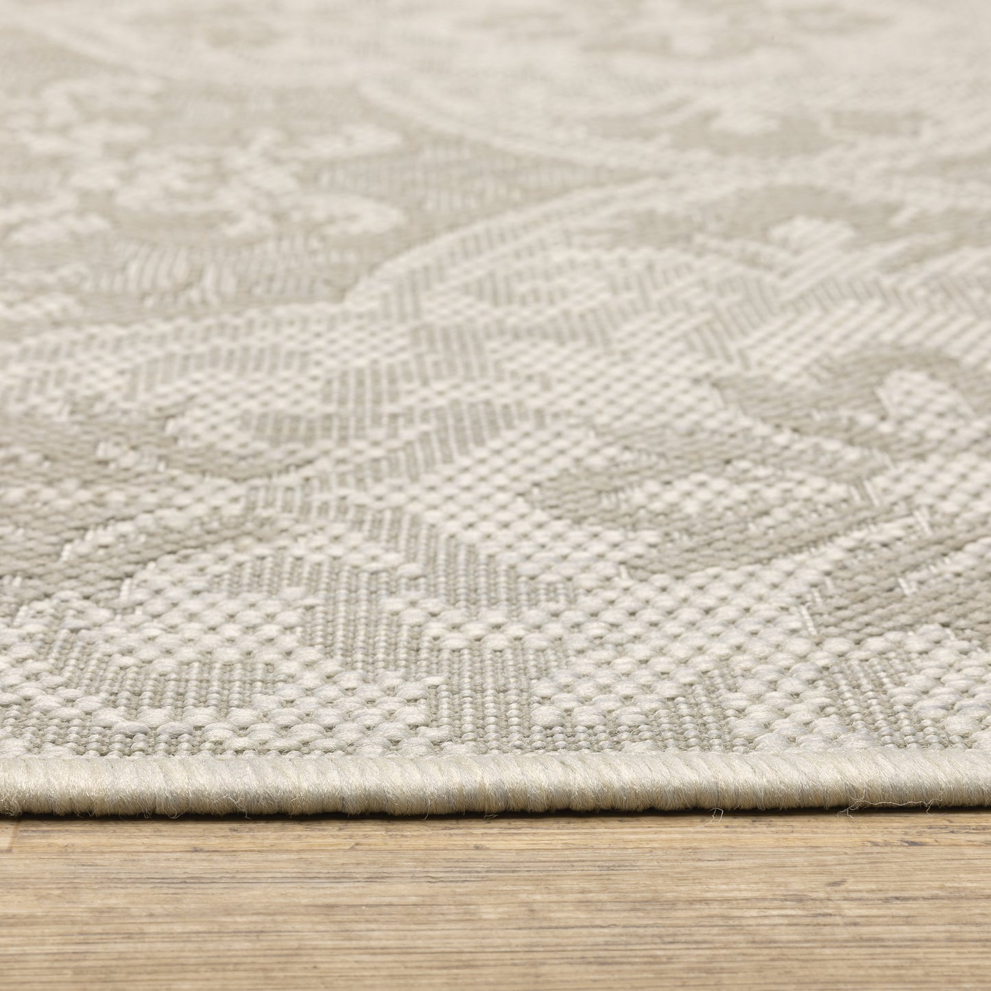 Portofino Ivory Grey Moroccan Floral Indoor/Outdoor Rug